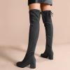 DREAM PAIRS Bottes au-Dessus du Genou pour Femmes Cuissardes à la Mode Coque Tricotée en TPR Durable Confortable Laurence-E(Gris Daim)