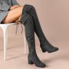 DREAM PAIRS Bottes au-Dessus du Genou pour Femmes Cuissardes à la Mode Coque Tricotée en TPR Durable Confortable Laurence-E(Gris Daim)