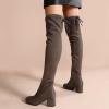 DREAM PAIRS Bottes au-Dessus du Genou pour Femmes Cuissardes à la Mode Coque Tricotée en TPR Durable Confortable Laurence-E(Khaki Suede)