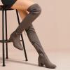 DREAM PAIRS Bottes au-Dessus du Genou pour Femmes Cuissardes à la Mode Coque Tricotée en TPR Durable Confortable Laurence-E(Khaki Suede)