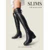 DREAM PAIRS Bottes au-Dessus du Genou pour Femmes Cuissardes à la Mode Coque Tricotée en TPR Durable Confortable Laurence-E(Noir Pu)
