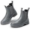 DREAM PAIRS Bottes de Pluie à la Cheville pour Femme Confortables et Elégantes Botte Chelsea Imperméable Chic SDRB2405W-E(Gris)