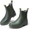 DREAM PAIRS Bottes de Pluie à la Cheville pour Femme Confortables et Elégantes Botte Chelsea Imperméable Chic SDRB2405W-E(Vert Foncé)