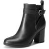 DREAM PAIRS Bottes Femme Bout Rond Classiques Fermeture Éclair Antidérapantes Confortables Bottines à Enfiler pour Automne Hiver(Noir Pu)