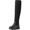 DREAM PAIRS Bottes au-Dessus du Genou pour Femmes Cuissardes à la Mode Coque Tricotée en TPR Durable Confortable Botte sur Le Genou(Noir)