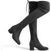 DREAM PAIRS Bottes au-Dessus du Genou pour Femmes Cuissardes à la Mode Coque Tricotée en TPR Durable Confortable Laurence-E(Gris Daim)
