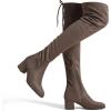 DREAM PAIRS Bottes au-Dessus du Genou pour Femmes Cuissardes à la Mode Coque Tricotée en TPR Durable Confortable Laurence-E(Khaki Suede)
