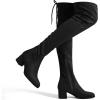 DREAM PAIRS Bottes au-Dessus du Genou pour Femmes Cuissardes à la Mode Coque Tricotée en TPR Durable Confortable Laurence-E(Suède Noir)