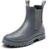 DREAM PAIRS Bottes de Pluie à la Cheville pour Femme Confortables et Elégantes Botte Chelsea Imperméable Chic SDRB2405W-E(Gris)