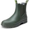 DREAM PAIRS Bottes de Pluie à la Cheville pour Femme Confortables et Elégantes Botte Chelsea Imperméable Chic SDRB2405W-E(Vert Foncé)