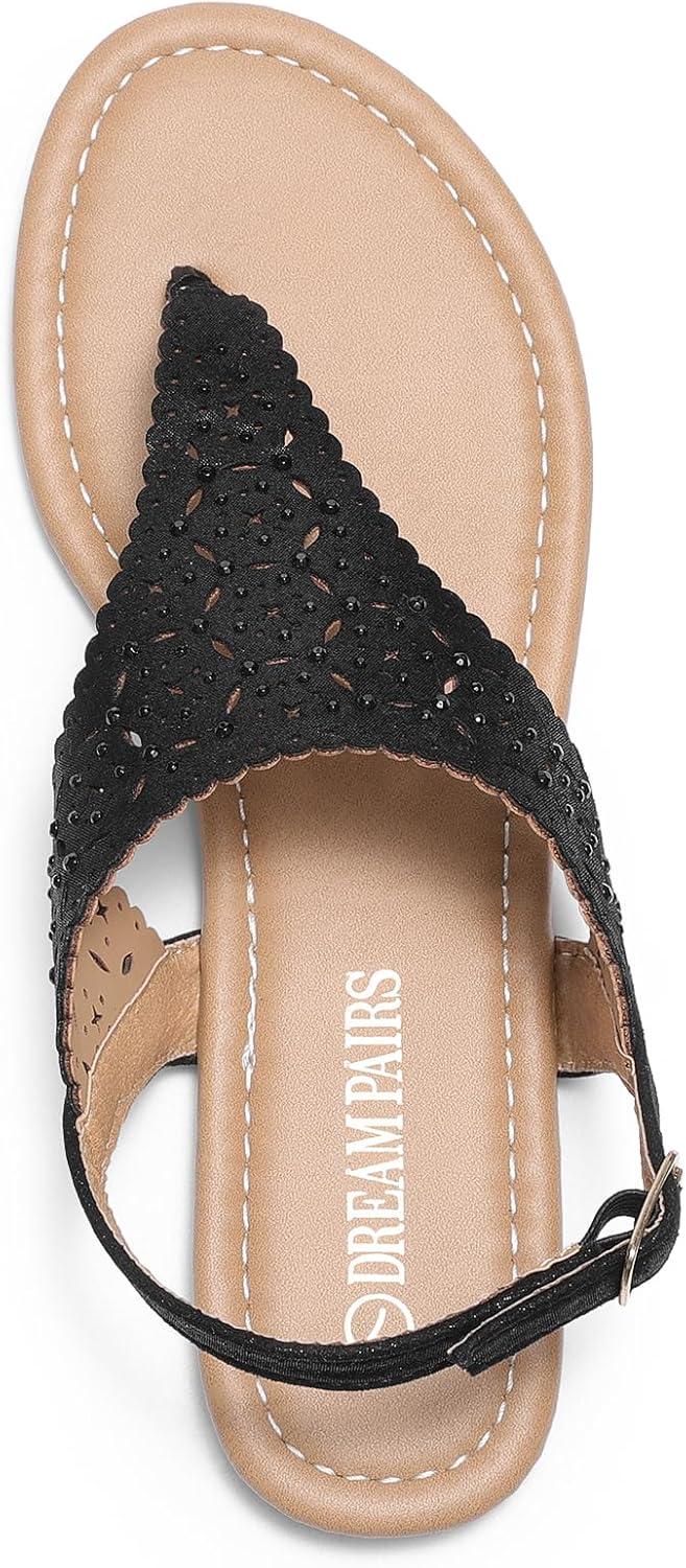 imageDREAM PAIRS Femme Medinie Sandale PlateNoir