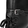 DREAM PAIRS Bottes Hautes Femme Style Motard, Bout Carré, Fermeture Éclair Latérale et Boucles Réglables au Mollet, Confortables et Élégantes(Noir)