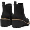 DREAM PAIRS Bottines Chelsea Femme à Talon Compensé Bas, Bottes Plateforme Confortables Bout Rond, Style Slip-On Facile à Enfiler(Noir Nubuck)