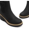 DREAM PAIRS Bottines Chelsea Femme à Talon Compensé Bas, Bottes Plateforme Confortables Bout Rond, Style Slip-On Facile à Enfiler(Noir Nubuck)