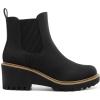 DREAM PAIRS Bottines Chelsea Femme à Talon Compensé Bas, Bottes Plateforme Confortables Bout Rond, Style Slip-On Facile à Enfiler(Noir Nubuck)