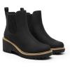 DREAM PAIRS Bottines Chelsea Femme à Talon Compensé Bas, Bottes Plateforme Confortables Bout Rond, Style Slip-On Facile à Enfiler(Noir Nubuck)