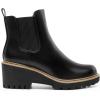 DREAM PAIRS Bottines Chelsea Femme à Talon Compensé Bas, Bottes Plateforme Confortables Bout Rond, Style Slip-On Facile à Enfiler(Noir Pu)