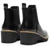 DREAM PAIRS Bottines Chelsea Femme à Talon Compensé Bas, Bottes Plateforme Confortables Bout Rond, Style Slip-On Facile à Enfiler(Noir Pu)