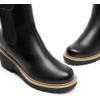 DREAM PAIRS Bottines Chelsea Femme à Talon Compensé Bas, Bottes Plateforme Confortables Bout Rond, Style Slip-On Facile à Enfiler(Noir Pu)