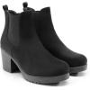 DREAM PAIRS Bottines Femme Confortables à Talon Large avec Fermeture Éclair Mode et Stables(Noir)