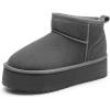 DREAM PAIRS Bottes de Neige pour Femmes Classiques Botte de Hiver Confortable et Chaud Mini-Bottes à Plateforme FuzzyClassic(Gris)