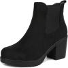 DREAM PAIRS Bottines Femme Confortables à Talon Large avec Fermeture Éclair Mode et Stables(Noir)