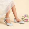 DREAM PAIRS Ballerines Filles Chaussures Plates Princesse Scintillantes Doux et Confortable Ballerine Orné de Perles SDFL2414K(Argent Glitter)