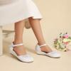 DREAM PAIRS Ballerines Filles Chaussures Plates Princesse Scintillantes Doux et Confortable Ballerine Orné de Perles SDFL2414K(Blanc)