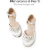 DREAM PAIRS Ballerines Filles Chaussures Plates Princesse Scintillantes Doux et Confortable Ballerine Orné de Perles SDFL2414K(Ivoire)
