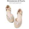 DREAM PAIRS Ballerines Filles Chaussures Plates Princesse Scintillantes Doux et Confortable Ballerine Orné de Perles SDFL2414K(Paillettes D Or)