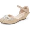 DREAM PAIRS Ballerines Filles Chaussures Plates Princesse Scintillantes Doux et Confortable Ballerine Orné de Perles SDFL2414K(Paillettes D Or)