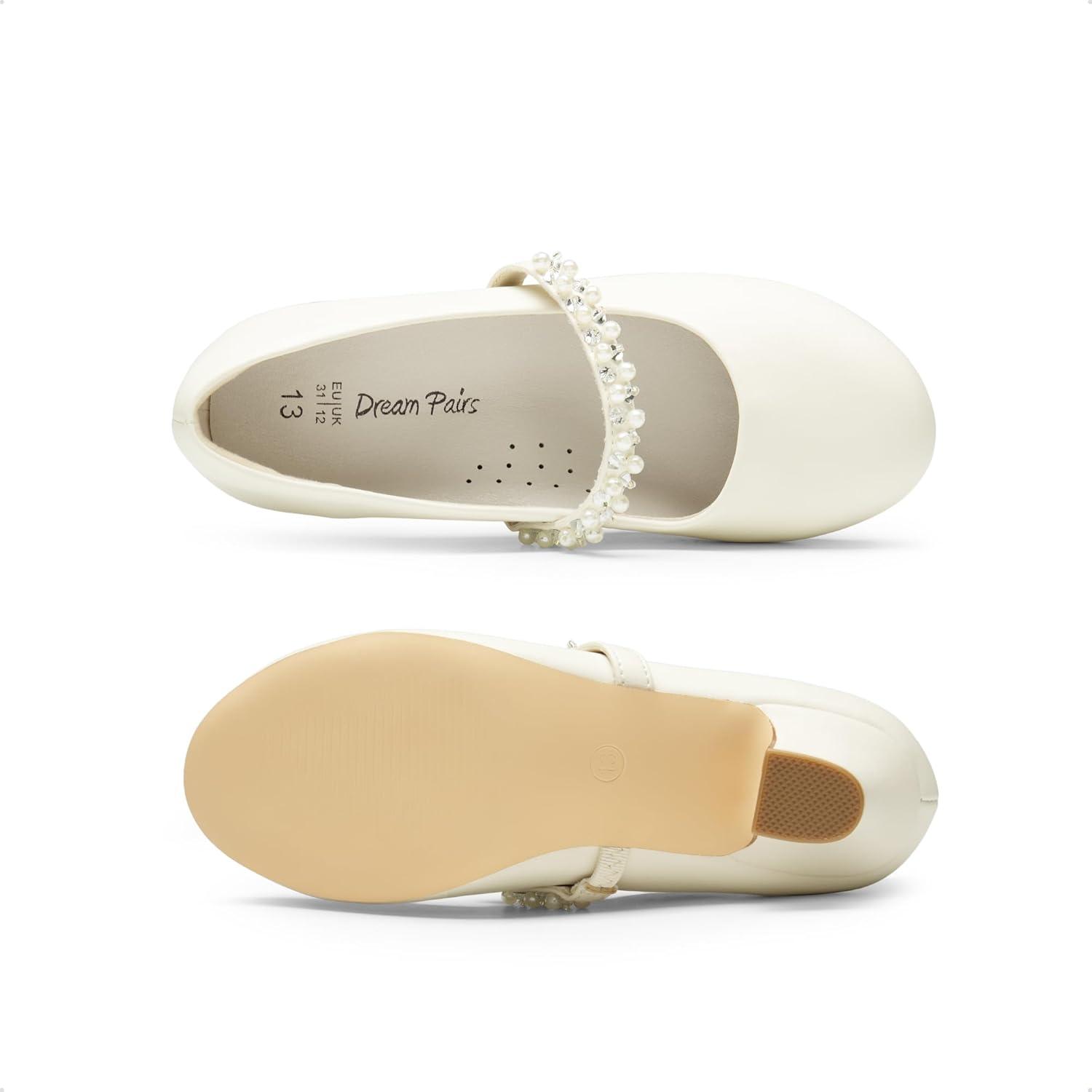 imageDREAM PAIRS Kids Chaussures Mary Jane pour Filles Charmantes Chaussure Petite Princesse avec Petit Talon Polyvalente et ConfortableIvoire Pu