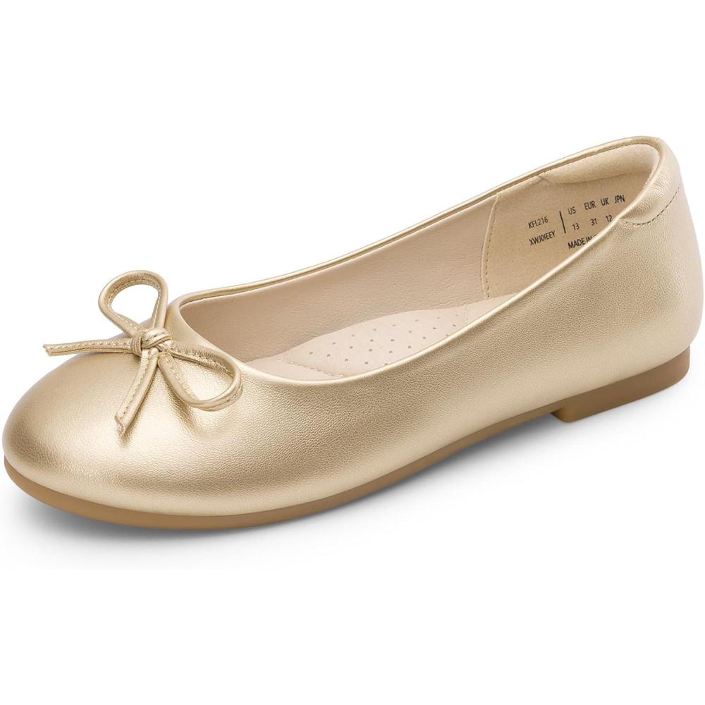 imageDREAM PAIRS Ballerines Filles Enfiler Chaussure Plate Confortable Chaussures dcole Habilles ClassiquesDor