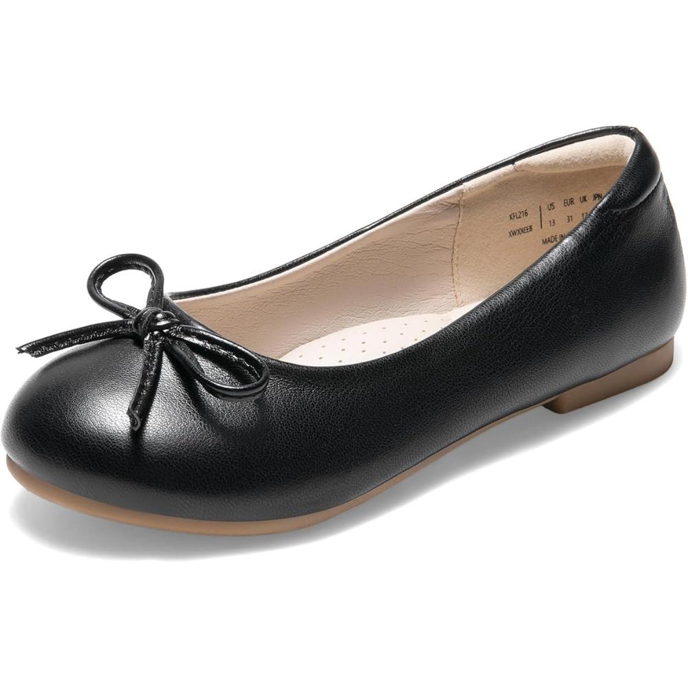 imageDREAM PAIRS Ballerines Filles Enfiler Chaussure Plate Confortable Chaussures dcole Habilles ClassiquesNoir