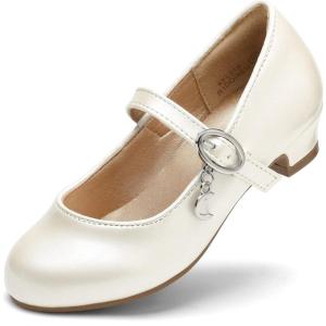 DREAM PAIRS Ballerines Filles Mary Jane Flats Ballerines Chaussures de Princesse Chaussures de Communion Chaussures d&rsquo;école(Ivoire Pu)