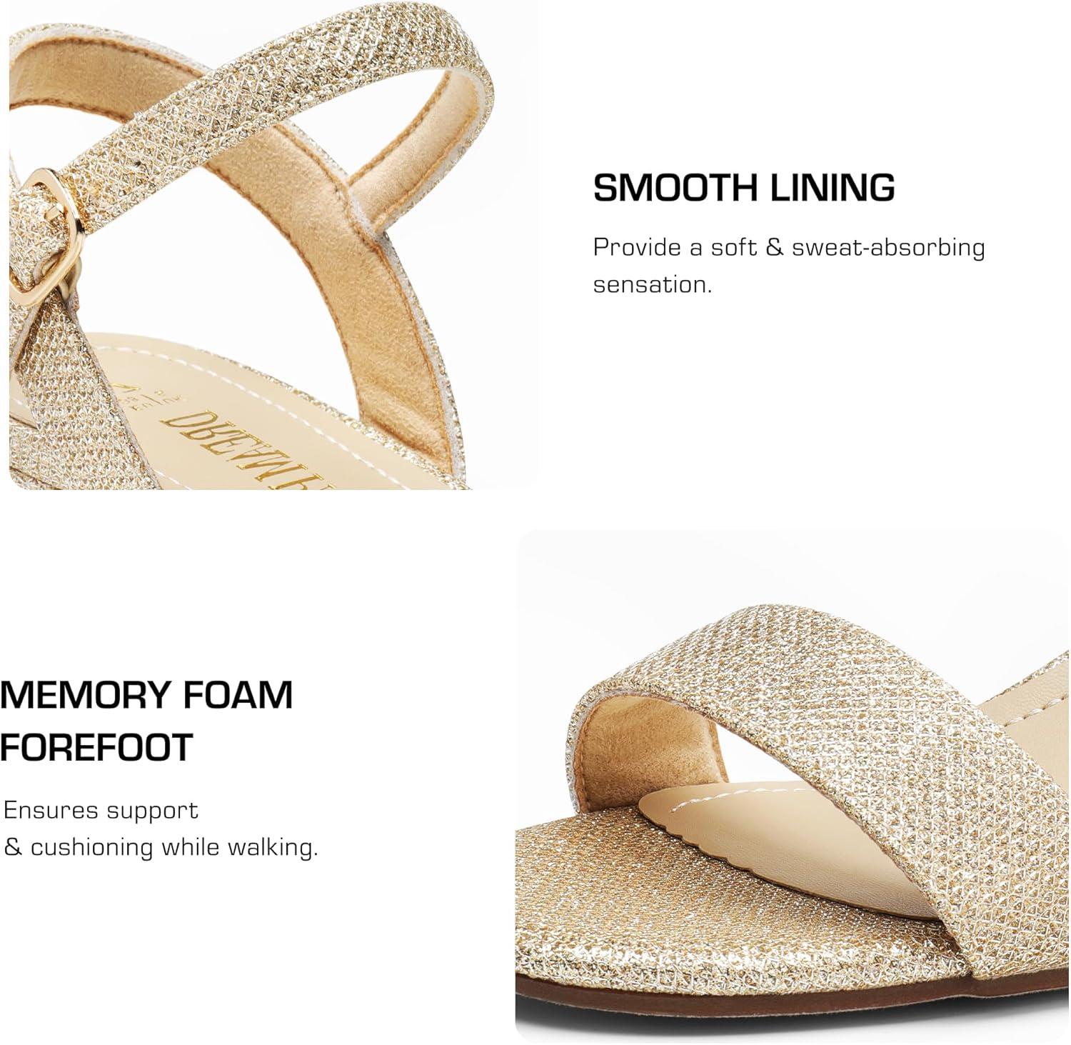 imageDREAM PAIRS Sandales Talon Bloc pour Femmes Elgantes Sandale Bride Unique Confortable SDHS2412WPaillettes Dores