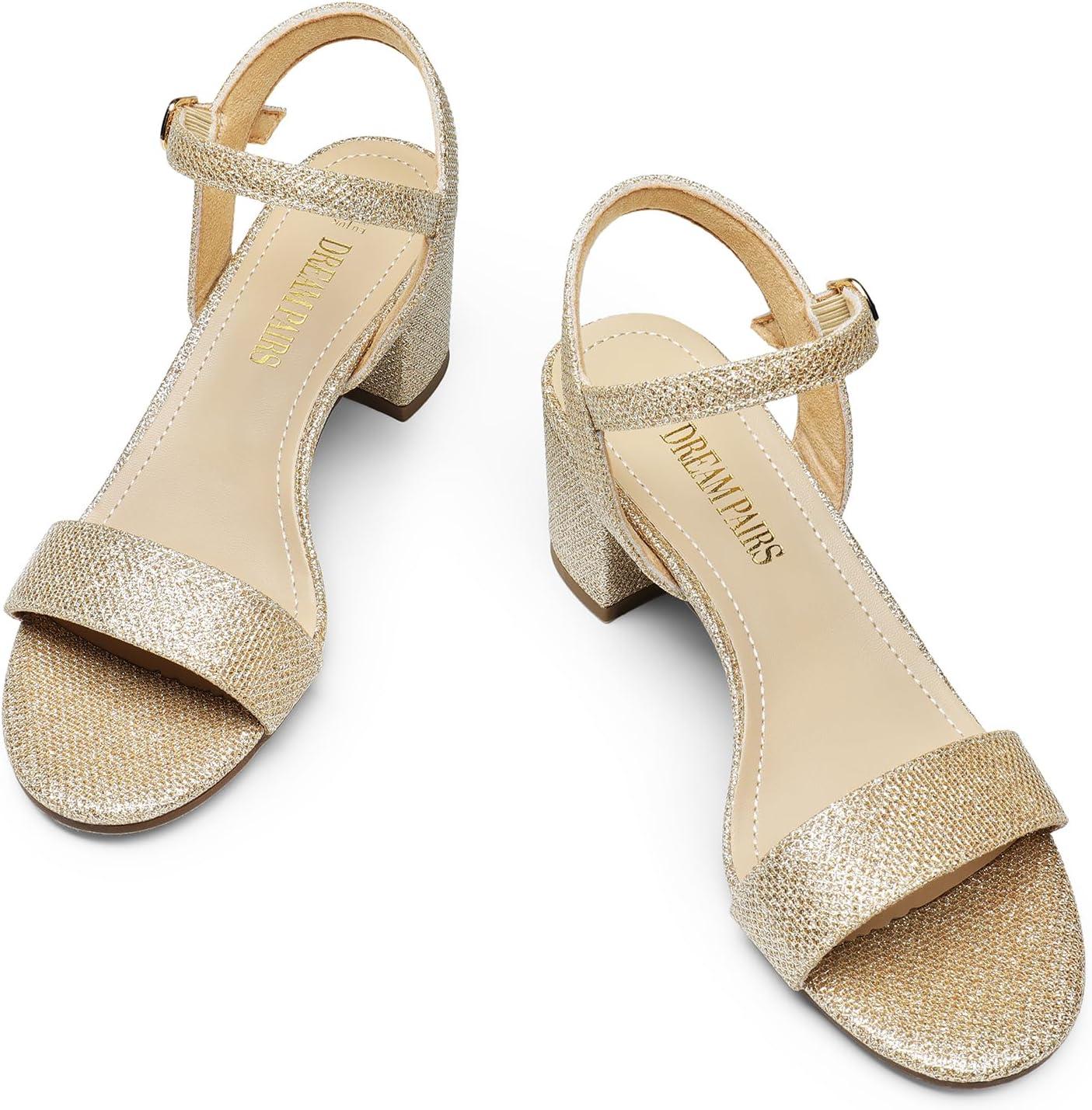 imageDREAM PAIRS Sandales Talon Bloc pour Femmes Elgantes Sandale Bride Unique Confortable SDHS2412WPaillettes Dores