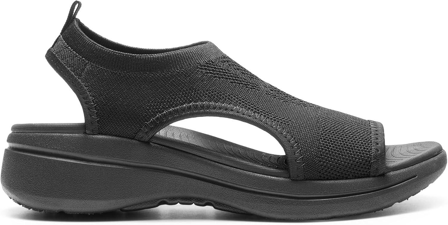 imageDREAM PAIRS Sandales de Sport Bout Ouvert Respirantes et Confortables Sandale dt pour Femmes Antidrapantes DWUMST2508Noir