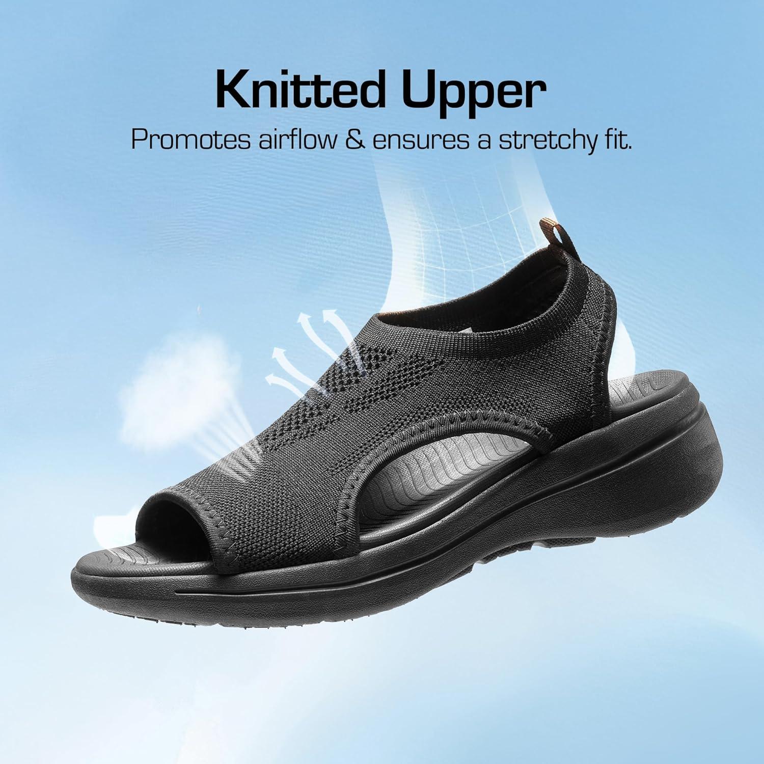 imageDREAM PAIRS Sandales de Sport Bout Ouvert Respirantes et Confortables Sandale dt pour Femmes Antidrapantes DWUMST2508Noir