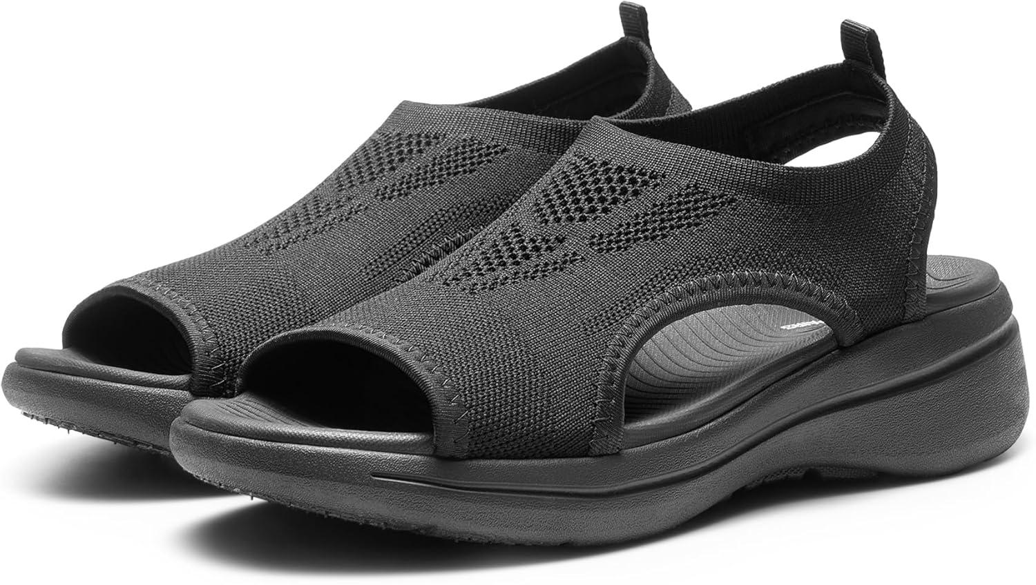 imageDREAM PAIRS Sandales de Sport Bout Ouvert Respirantes et Confortables Sandale dt pour Femmes Antidrapantes DWUMST2508Noir
