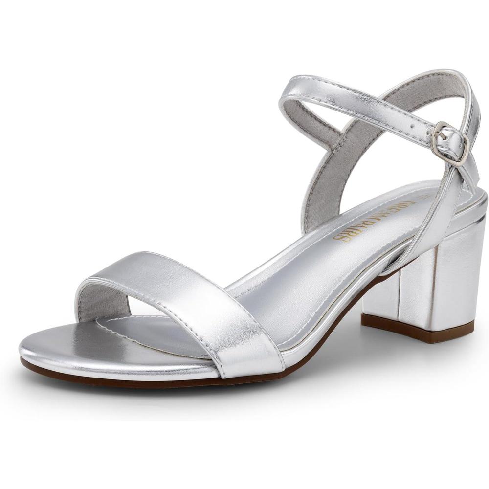 imageDREAM PAIRS Sandales Talon Bloc pour Femmes Elgantes Sandale Bride Unique Confortable SDHS2412WArgent Mtallis