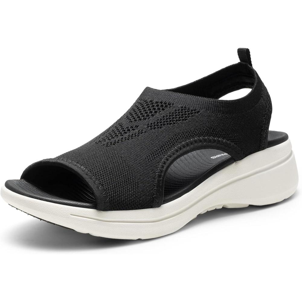 imageDREAM PAIRS Sandales de Sport Bout Ouvert Respirantes et Confortables Sandale dt pour Femmes Antidrapantes DWUMST2508Noir Blanc
