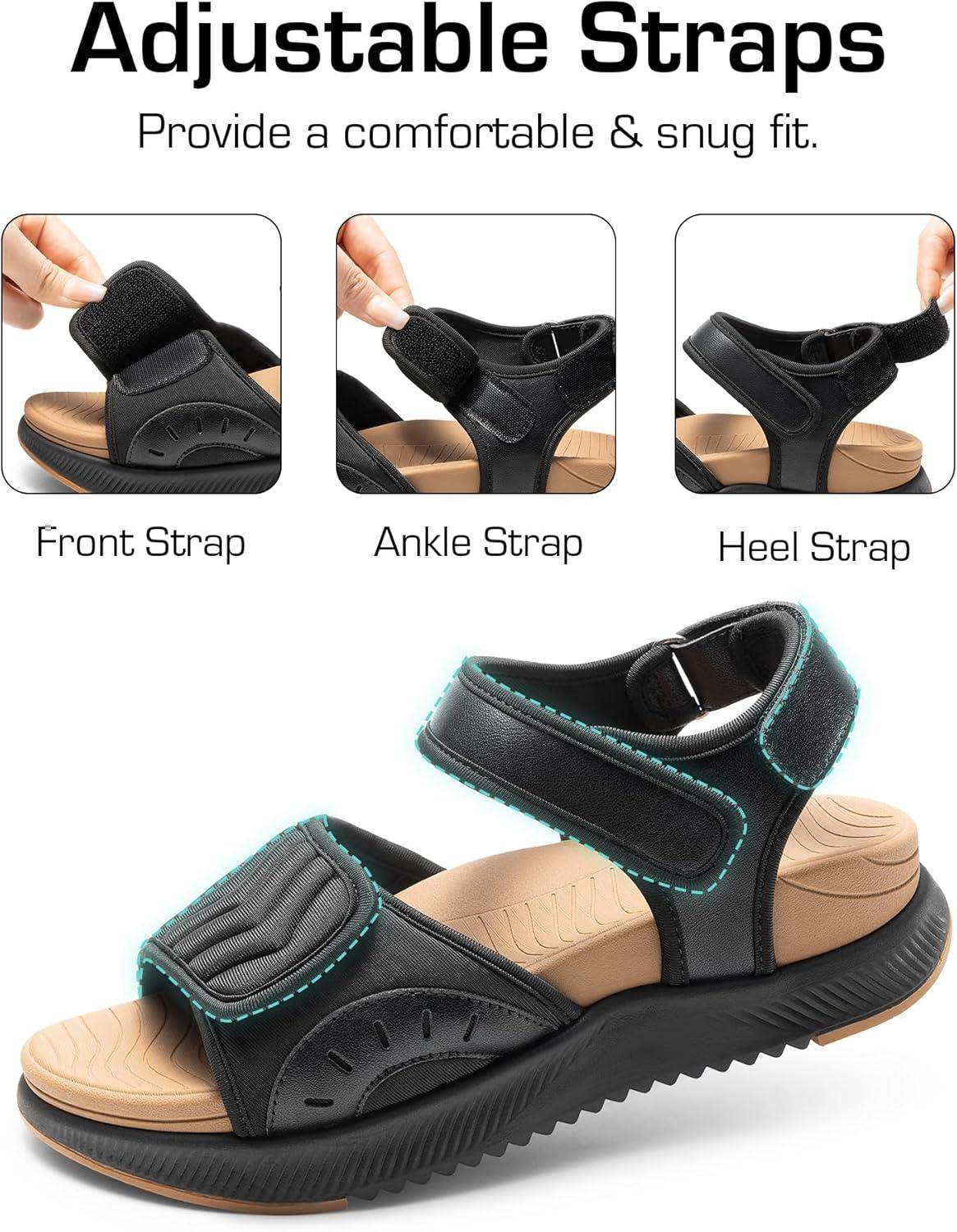 imageDREAM PAIRS Sandales Athltiques pour Femmes Confortable et Antidrapantes Sandale de Extrieur Pratique DWUMST2507Noir Marron