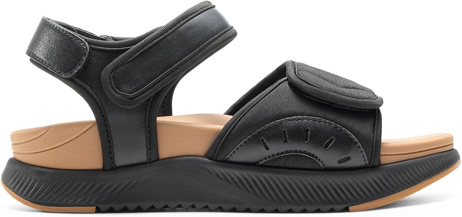 imageDREAM PAIRS Sandales Athltiques pour Femmes Confortable et Antidrapantes Sandale de Extrieur Pratique DWUMST2507Noir Marron