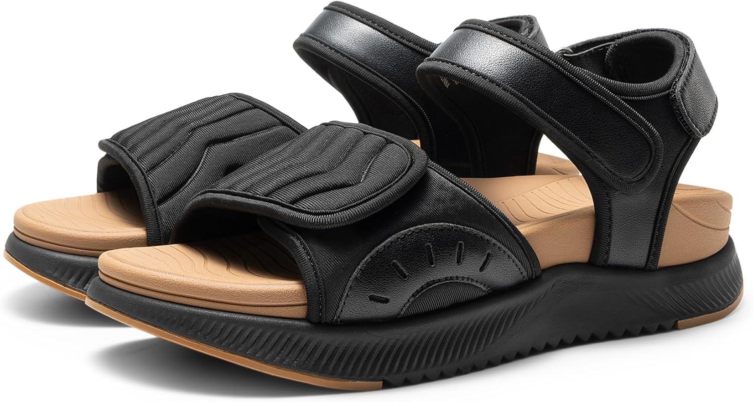 imageDREAM PAIRS Sandales Athltiques pour Femmes Confortable et Antidrapantes Sandale de Extrieur Pratique DWUMST2507Noir Marron