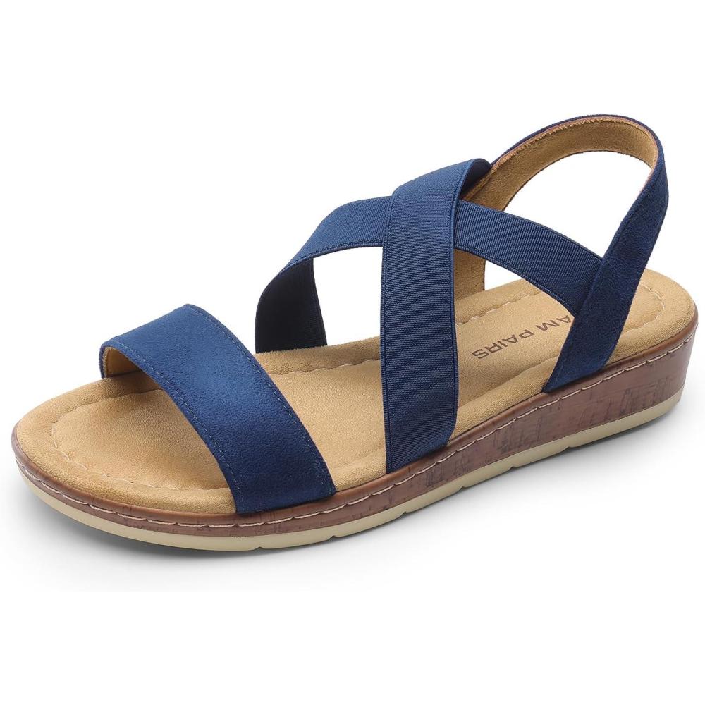 imageDREAM PAIRS Sandales Plates la Mode pour Femme Brides Chics Sandale dcontractes dt Confortable DWUMFS2505Marine