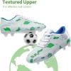 DREAM PAIRS Kids Chaussures de Football pour Enfants Durable Chaussures à Crampons avec Laçage latéral pour Garçons Confortable SDSO2301K(Blanc Vert)