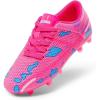 DREAM PAIRS Kids Chaussures de Football pour Enfants Durable Chaussures à Crampons avec Laçage latéral pour Garçons Confortable SDSO2301K(Rose Bleu)