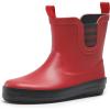 DREAM PAIRS Kids Wellies Rain Shoes Antidérapantes et légères pour garçons et Filles(Rouge Noir)