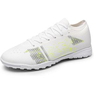 DREAM PAIRS Chaussures de Football pour Hommes Durable et Confortable Chaussure à Crampons(Blanc)